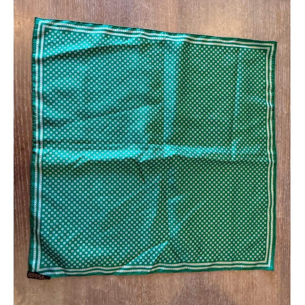 Vintage Green pattern Silk Made in Italy Square Scarf Neck Tie Gameday